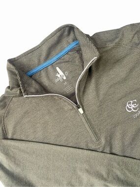 Johnnie - O Capital City Country Club 1/4 Zip Gray Stripe Pullover,Medium, Golf